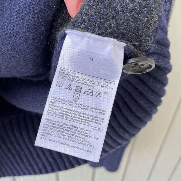 Banana Republic Wool Blend Shawl Collar Cardigan Navy Plaid S/M - Picture 6 of 7